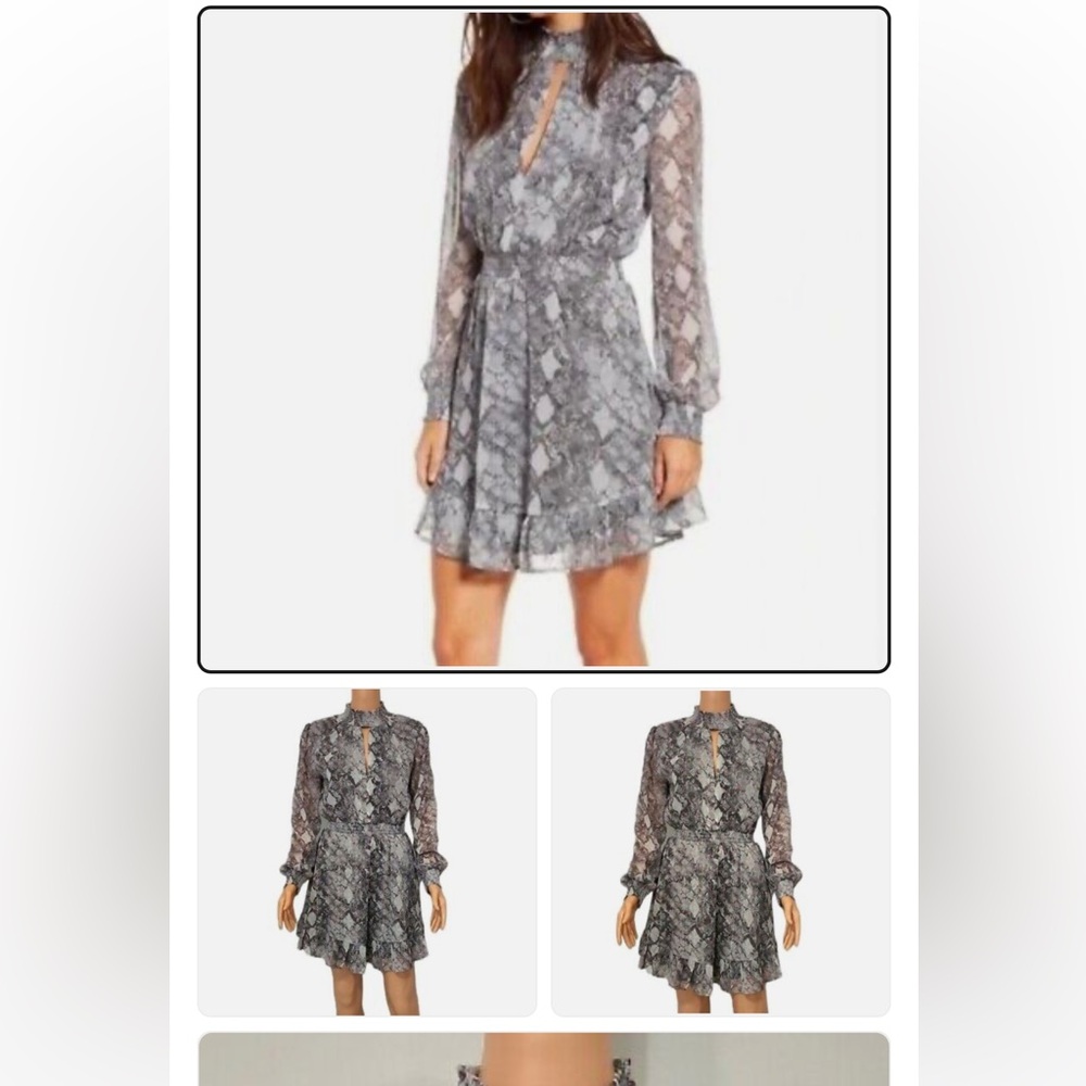 WAYF Snakeskin Longsleeve Mini Dress
